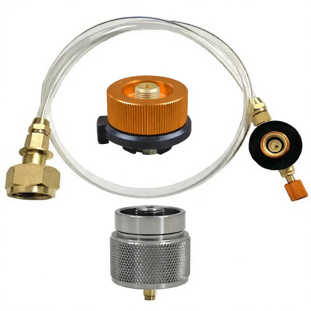 German Standard Propane Converter Gas Stove Connector Outdoor Camping Long Flat Tank Adapter For Heater Fireplace Tool