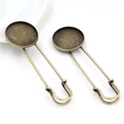 New Fashion 5pcs 25mm Inner Size Bronze plated  Brooch Pin Simple Style Cabochon Base Setting Pendant (J5-05)