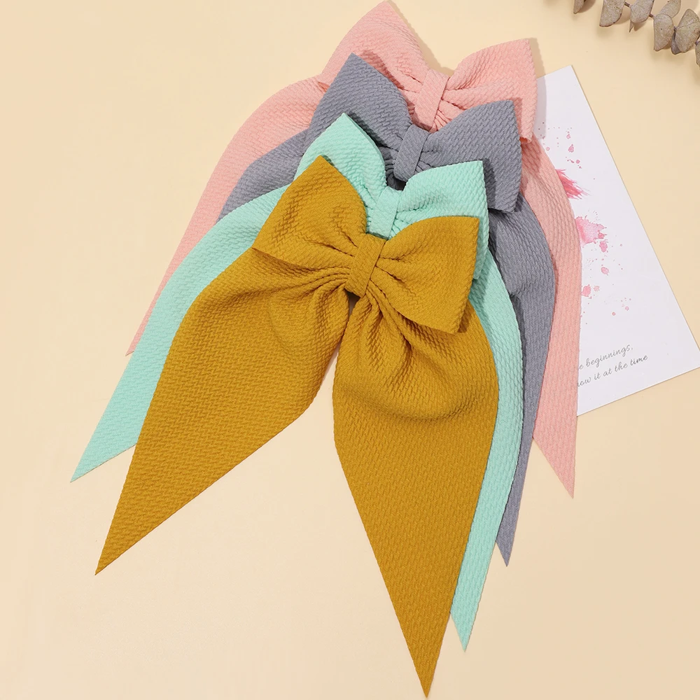 Solid Dovetail Hair Bows Girl Hair Clips for Newborn Baby Alligator Clips New Waffle Fabric Children's Accessories