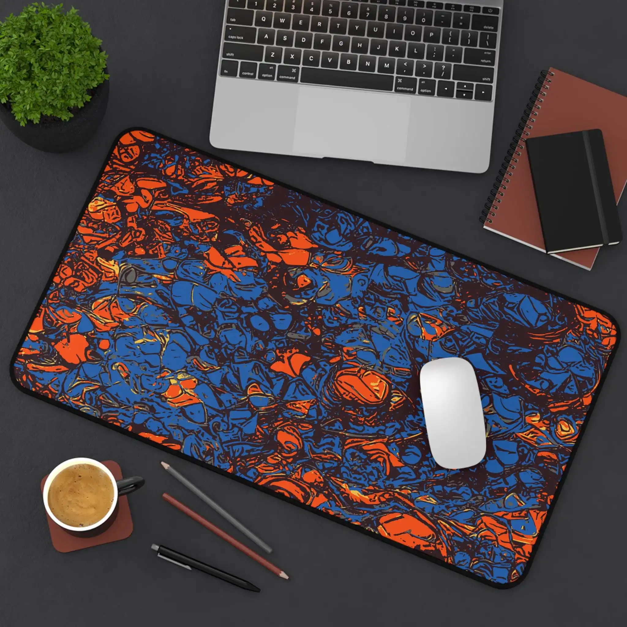 Retro Abstract Art Mousepad,vintage Color Deskmat,colorful Retro Deskmat,modern Minimalist Mousepad,orange and Blue Mixed Colors