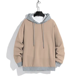 Men's solid color hooded hoodie light fleece hoodie long sleeve hooded sports hoodie