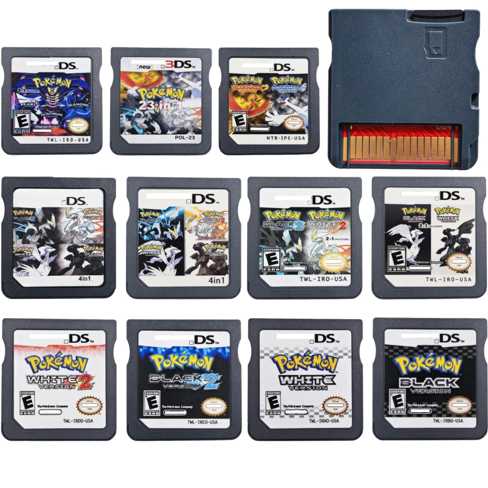 DS Game Card 23in1 Diamond Platinum HeartGold SoulSilver Black White 2 NDS Cartridge Retro Video Game Collection Gift
