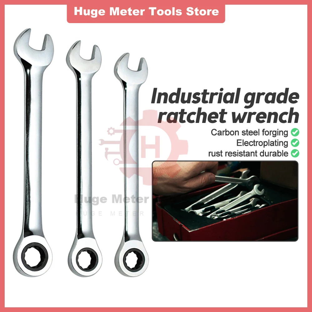 

6/7/8/9/10/11/12/13/14/15/16/17mm Ratchet Spanner Combination Wrench Keys Gear Ring Tool Handle Chrome Vanadium Tool Wrenches