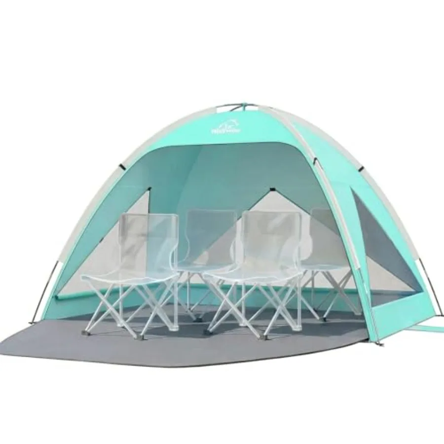 

Large Beach Tent Sun Shelter for 3-4 Person Spacious Sun Shade UPF 50+ UV Protection Extendable Floor for Privacy 3 Ventilated