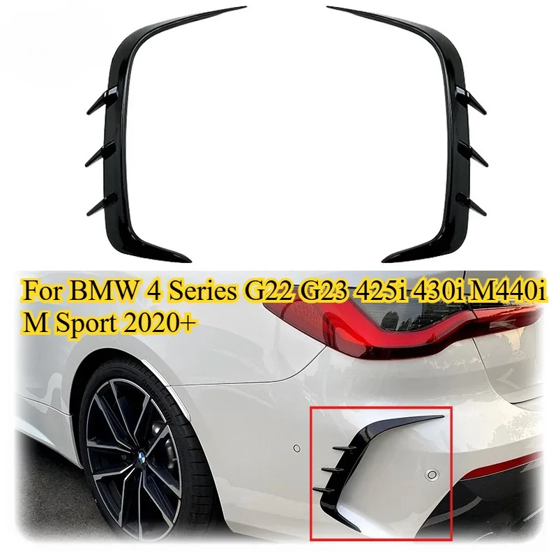 

2PCS for BMW 4 Series G22 G23 425i 430i M440i M Sport Rear Bumper Splitter Spoiler Air Vent Cover Splitter Gloss Black Body Kit