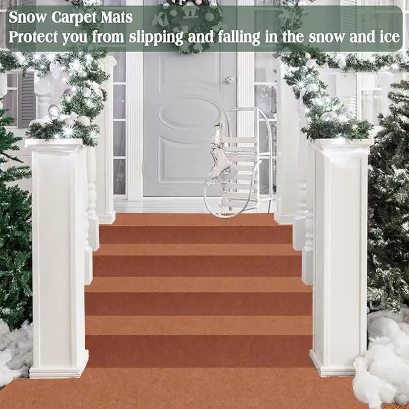 Ice Carpet Outdoor Winter Anti-Slip Felt Mat Ice Carpet Cuttable Thickened Mat for Walkway and Stairs Stable Walking for Front