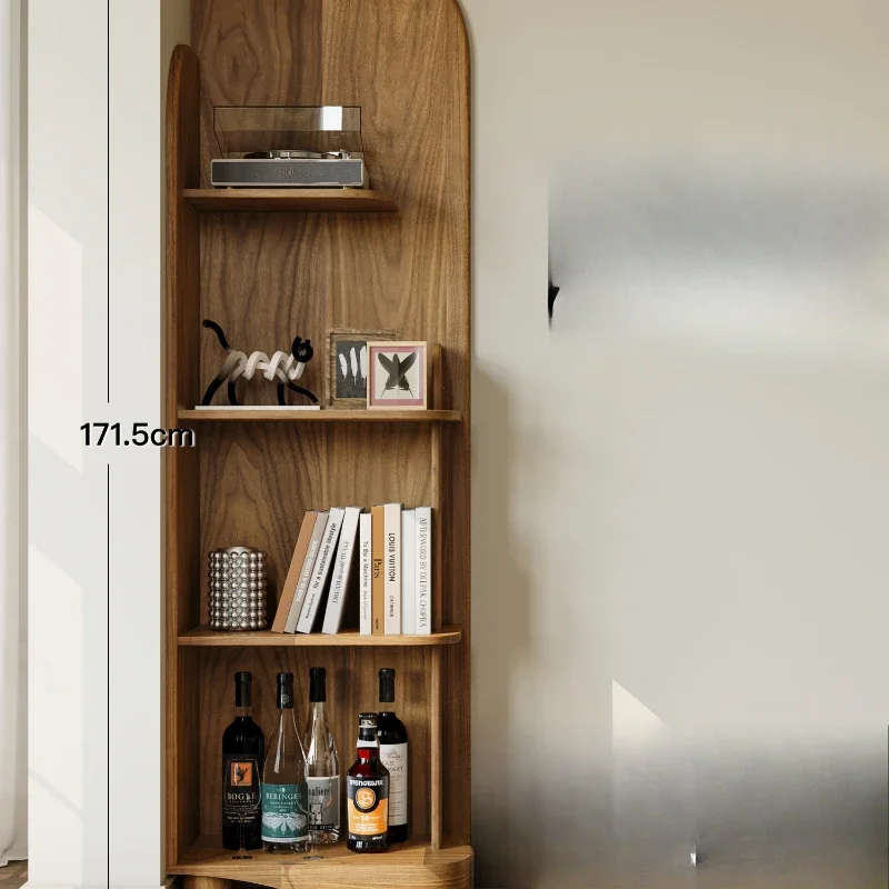 and flowing water corner rack, black walnut triangle shelf, corner shelf, household medieval solid wood, corner bookshelf