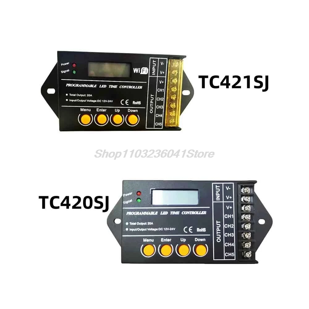 Programmable Time LED Controller TC420SJ TC421SJ NL502 TC420 TC421 Updated 12-24V 20A 5CH Touch Screen WiFI PC Phone APP Control