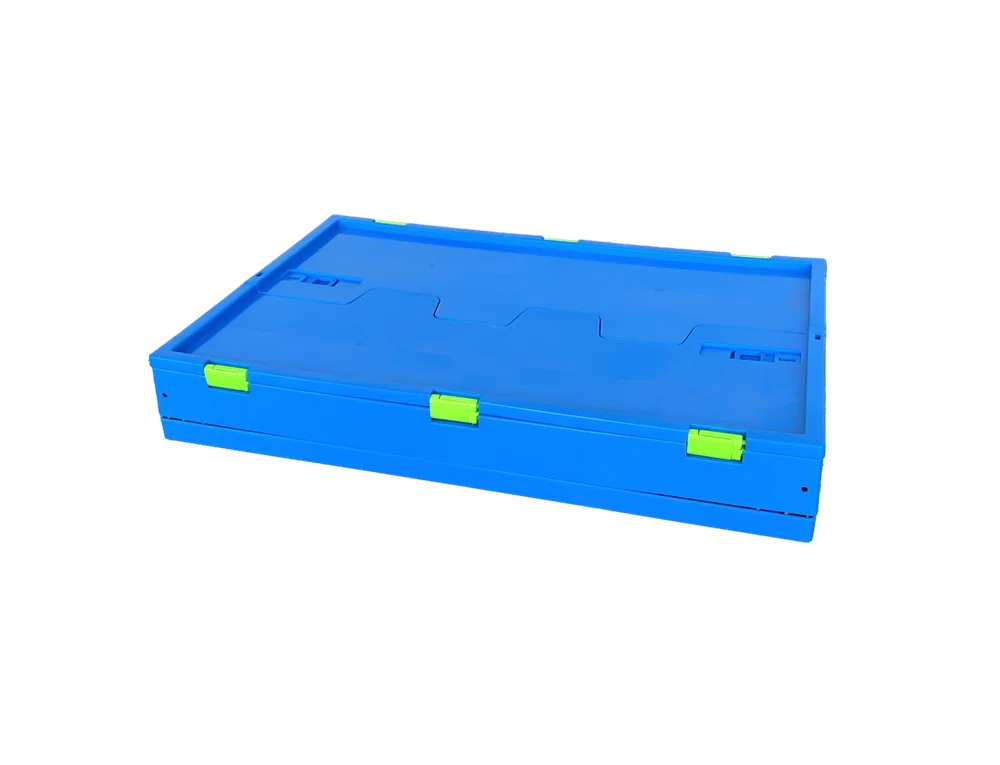 Customized Color 600x400x410 Mm Folding And Stackable Solid Box Collapsible Plastic Storage Crate Totes For Logistics