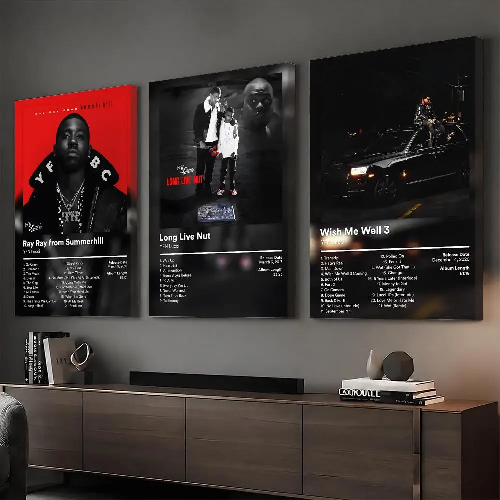 YFN L-Lucci Music Album Painting Calligraphy HD Modern Style Inner Frame Canvas Poster Bedroom Room Hallway Wall Art Decor
