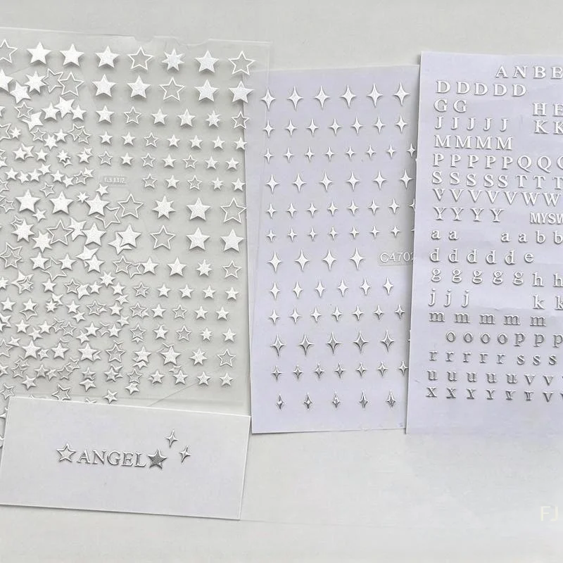 [YU]Silver Star Stickers Self-Adhesive Korean Style Decor for Scrapbooking Journal Gift Wrapping Party Invitation Card Craft