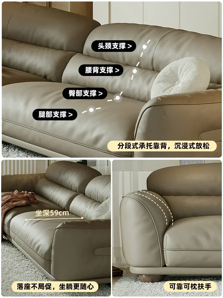 

Modern Minimalist Designer Grey Down Feather Leather Chaise Lounge