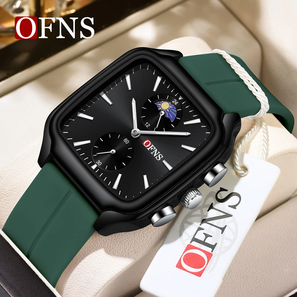 OFNS 2025 Fashion Student Quartz Watch Chronograph Multi functional Waterproof Moonphase Luxury Women's Quartz Watch 7504