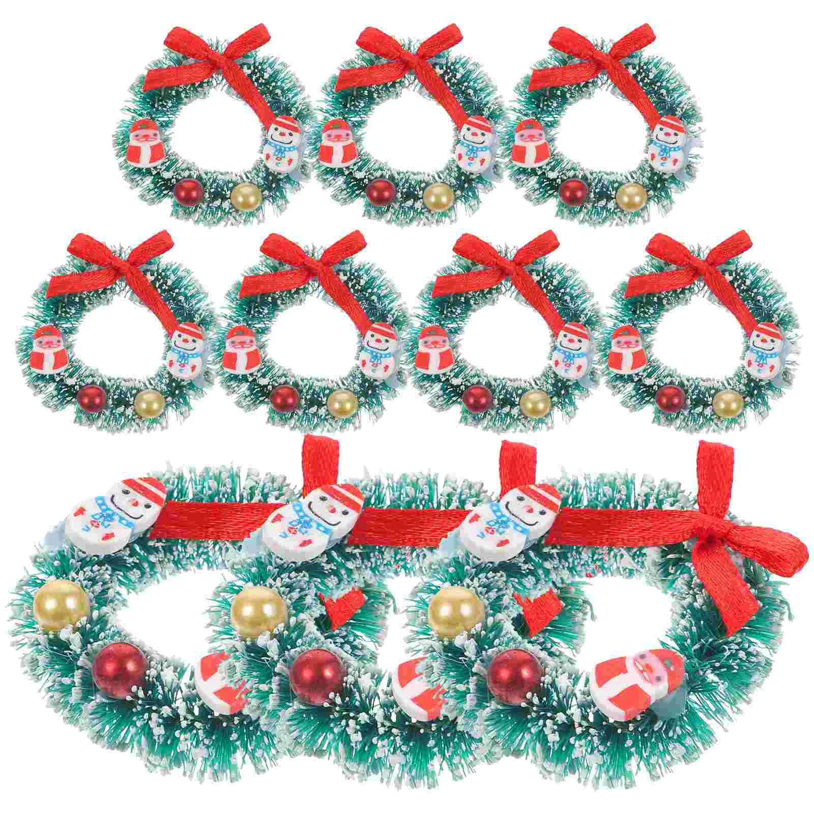 10 ชิ้นตกแต่งคริสต์มาส Garland หิมะภูมิทัศน์ Props Miniature Xmas ตุ๊กตาเครื่องประดับต้นไม้สําหรับห้องนอน