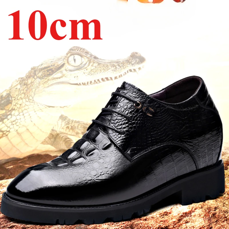 Genuine Leather Height Increasing Shoes for Men's Business Elevator 10cm Luxurious Derby Shoes Men Formal Wedding Leather Shoes