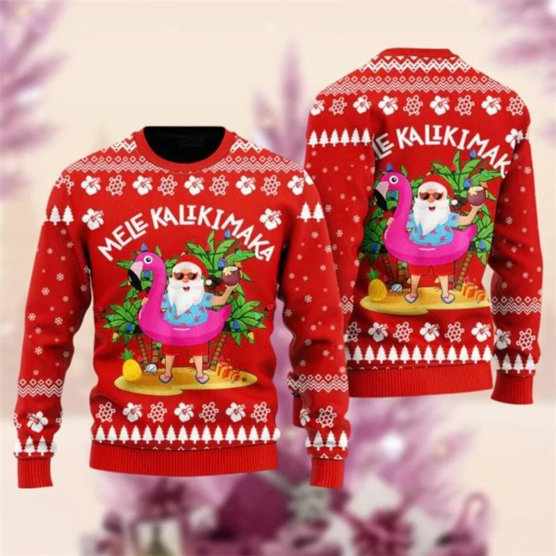 2027 Christmas Flamingo Series Ugly Sweater Men Women Family Party  Funny Pullover Sweatshirt Funny Santa Claus Humour Design