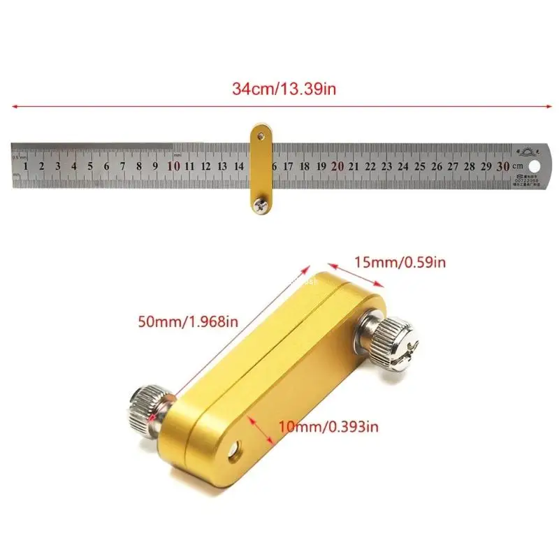 Woodworking Pocket Ruler Metal Slide Stop Marking Ruler Marking Gauge