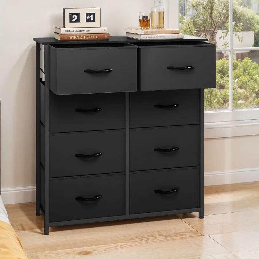 

8 Drawers Dresser Chest of Drawers for Bedroom Fabric Storage Dressers for Living Room Bedroom for Adult Black