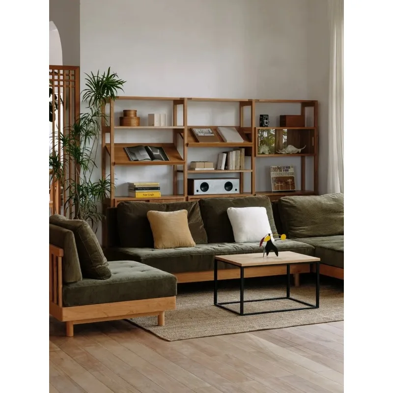 A32 Warm island sofa, simple and modern three-person solid wood removable and washable fabric sofa bed in the living room
