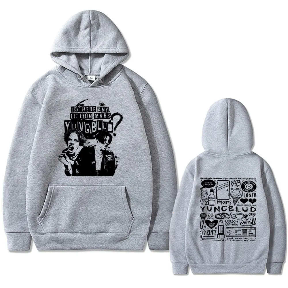 Rocksänger Yungblud gibt es jedes Leben auf Mars doppelseitigen Druck Hoodie männlich lässig Pullover Männer Vintage übergroße Hoodies