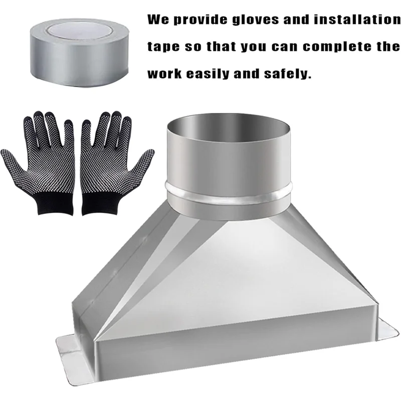 

A7THK-Galvanized Steel Rectangular To Round Duct Transition For Microwave Vent Kits, 4" Dia X 3-1/4" X 10" L Connection Duct