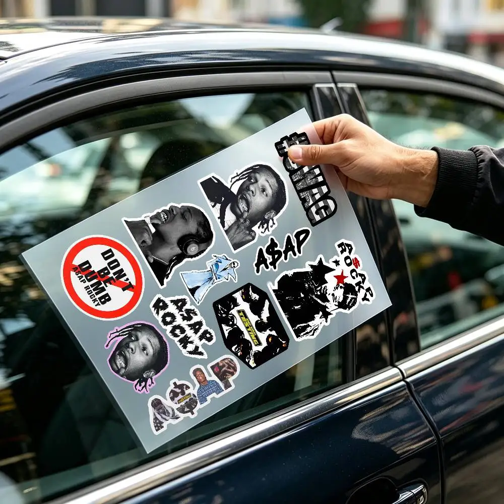 Rapper Collage Asap Urban RapRocky Motorcycle Stickers - Silver Styles, Ideal for Decoration