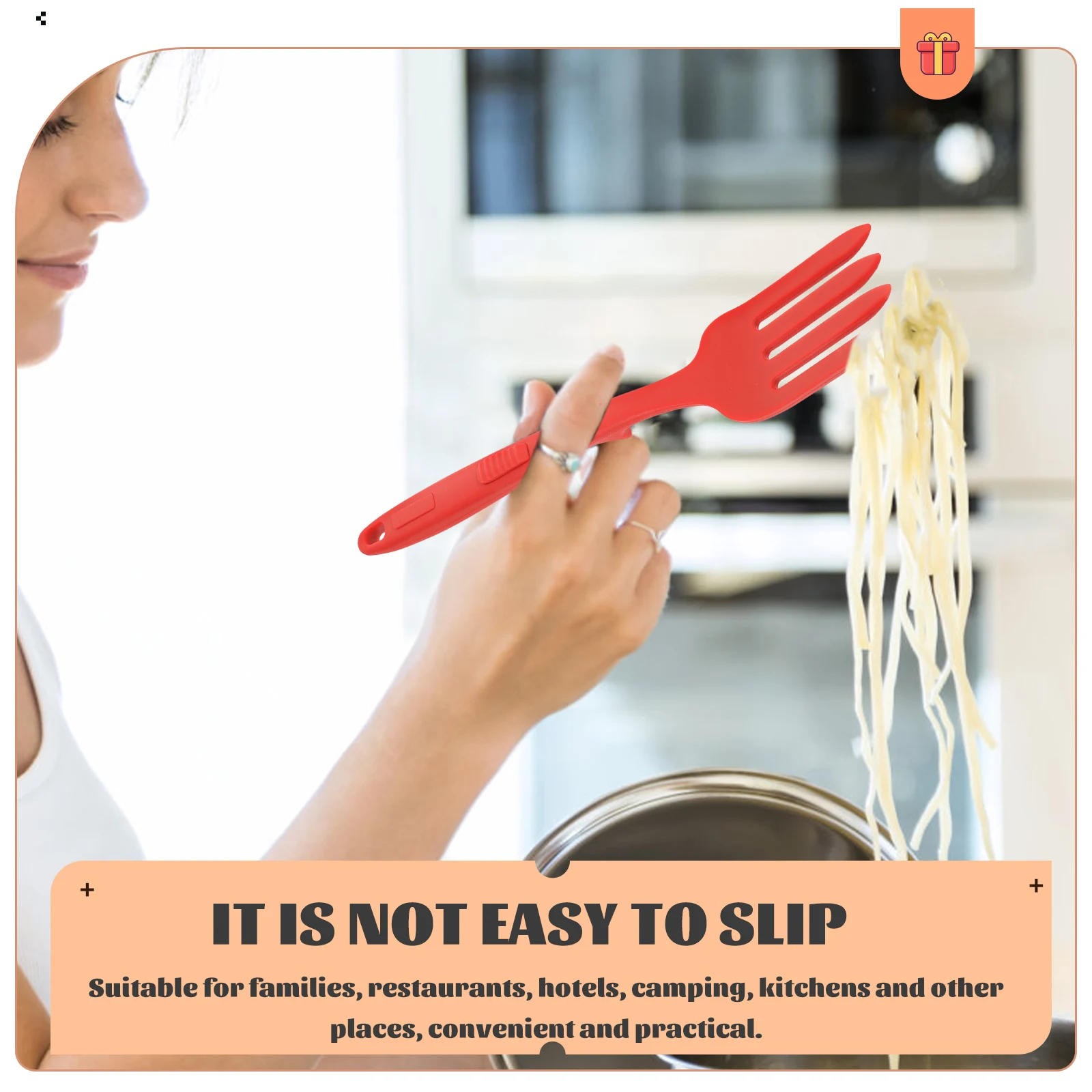 

Silicone Cooking Pasta Server Reusable Kitchen Silicone Tongs Gadgets Large Fork Ergonomic Food Tool Salad Mixer