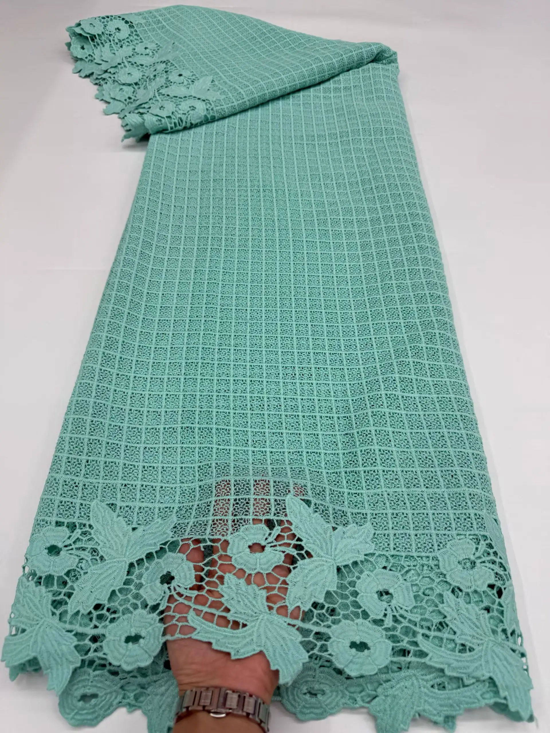 

Новое поступление, зеленый шнур, африканская нигерийская кружевная ткань, 2025 г., высококачественная гипюровая французская нигерийская кружевная ткань для праздничного платья KR25154