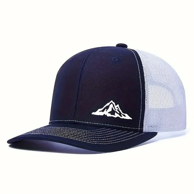 Mountain Printing Baseball Caps for Men Women Fashion Mesh Splicing Breathable Adjustable Sun Hats Outdoor Sports Snapback Caps