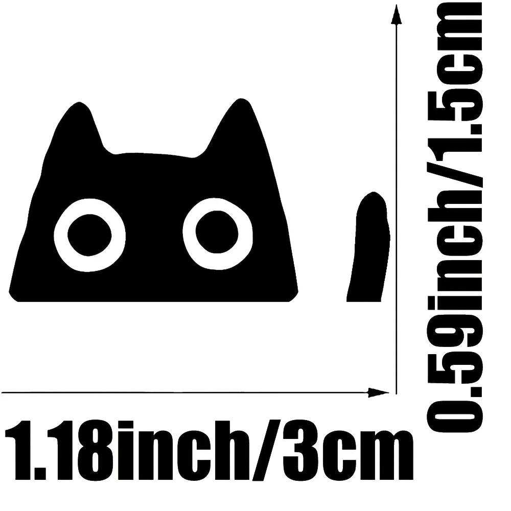 Cute Curious Cat Waterproof Vinyl Decals Set of 4, DIY Car Mirror Laptop Window Stickers