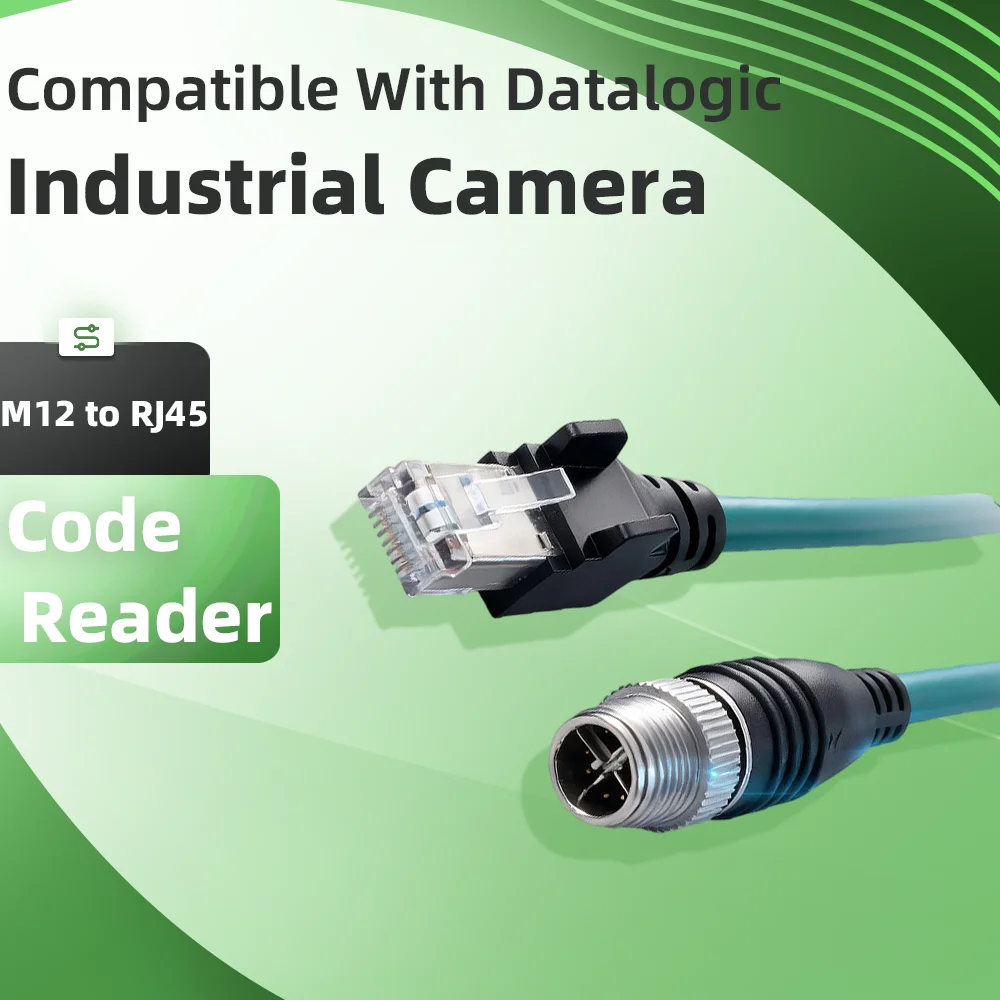 M12 X-Code To RJ45 Ethernet Cable Compatible With Datalogic Matrix 220 Barcode Reader Replacement For CAB-ETH-X-M05