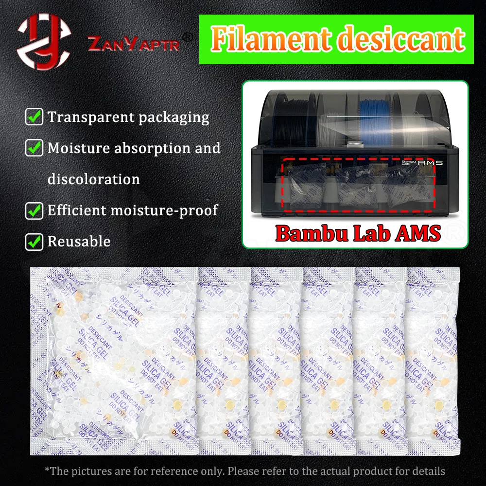 AMS Filament Desiccant for Bambulab P1S X1C P1P X1C Filament Dehumidifier Orange and White Transparent Silicone Moisture-Proof