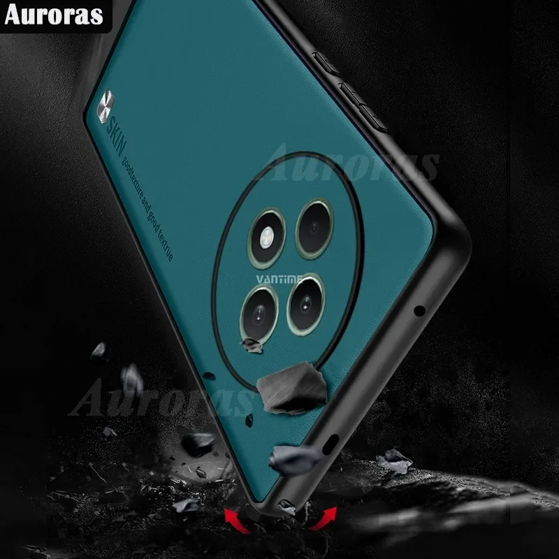 Skinlee für Oppo Reno 12f Fall einfarbig Leder weichen Rand stoß feste Abdeckung für Oppo Reno 12 Pro 5g Rücken gehäuse