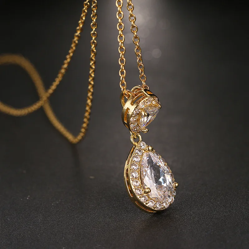 S925 Sterling Pendant Water Drop Created Topaz White Pendant Bride Wedding Engagement Party Fine Jewelry Necklace
