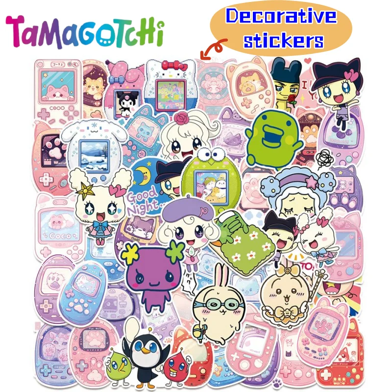 

50pcs Bandai Tamagotchi Mametchi Graffiti Sticker Ins Animation Peripheral Cartoon Cute Hand Book Bicycle DIY Waterproof Sticker