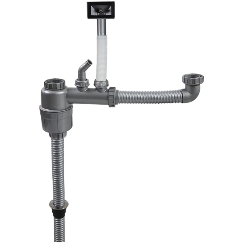 

Dual Slot Kitchen Sink Drain Pipe with Smell Prevention and Leak Proof Design for Dishwasher and Efficient Water Flow