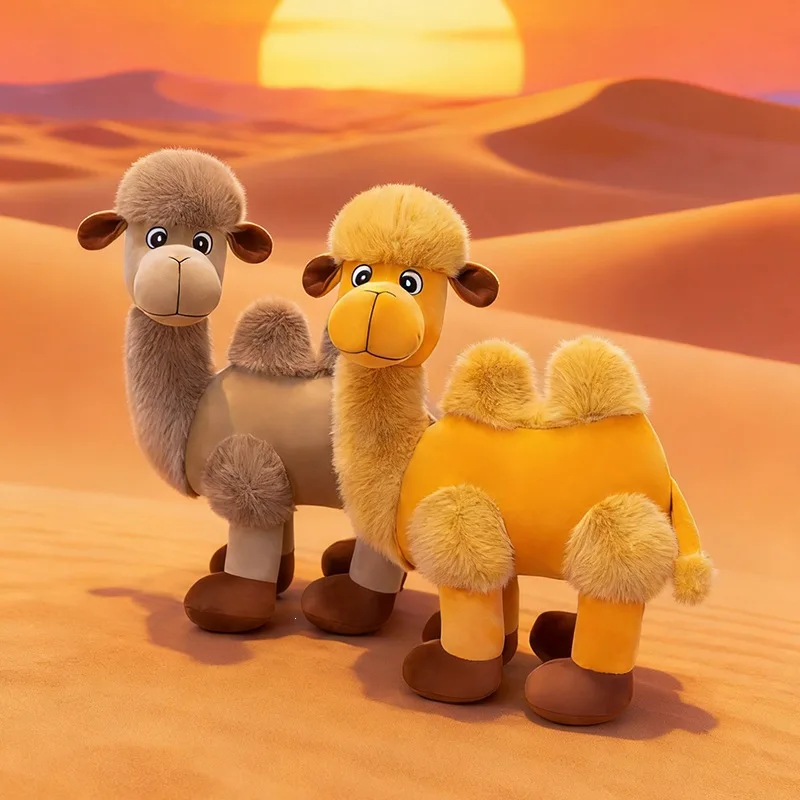 

Generic Double Hump Dunhuang Camel Fluffy Plush Toy Stuffed Animal Desert Travel Souvenir Home Decor Wholesale Gift For Kids