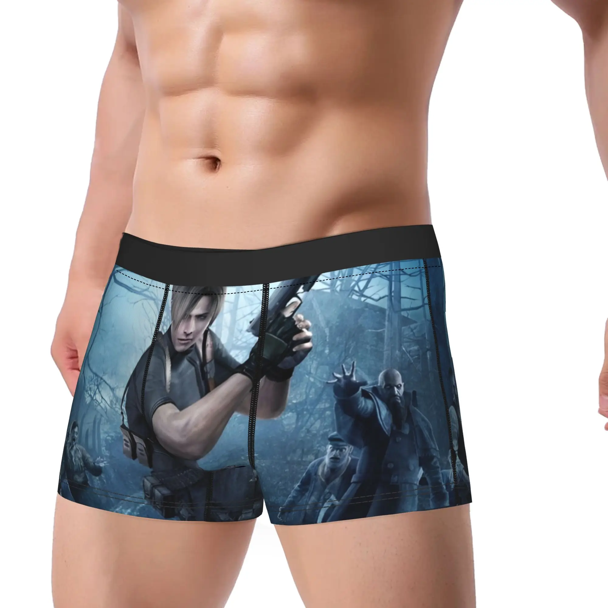 Men's Leon Kennedy Underwear Resident Eviled 4  Printed Boxer Briefs Shorts Panties Homme Polyester Underpants S-XXL