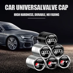 4Pcs Metal Car Wheel Tire Air Valve Caps Stem Covers for AUDI RS S SLINE quattro A4 A3 A6 Q3 Q7 TT B8 8P 8V Q5 A5 A1 A7 A2 Q2 C6