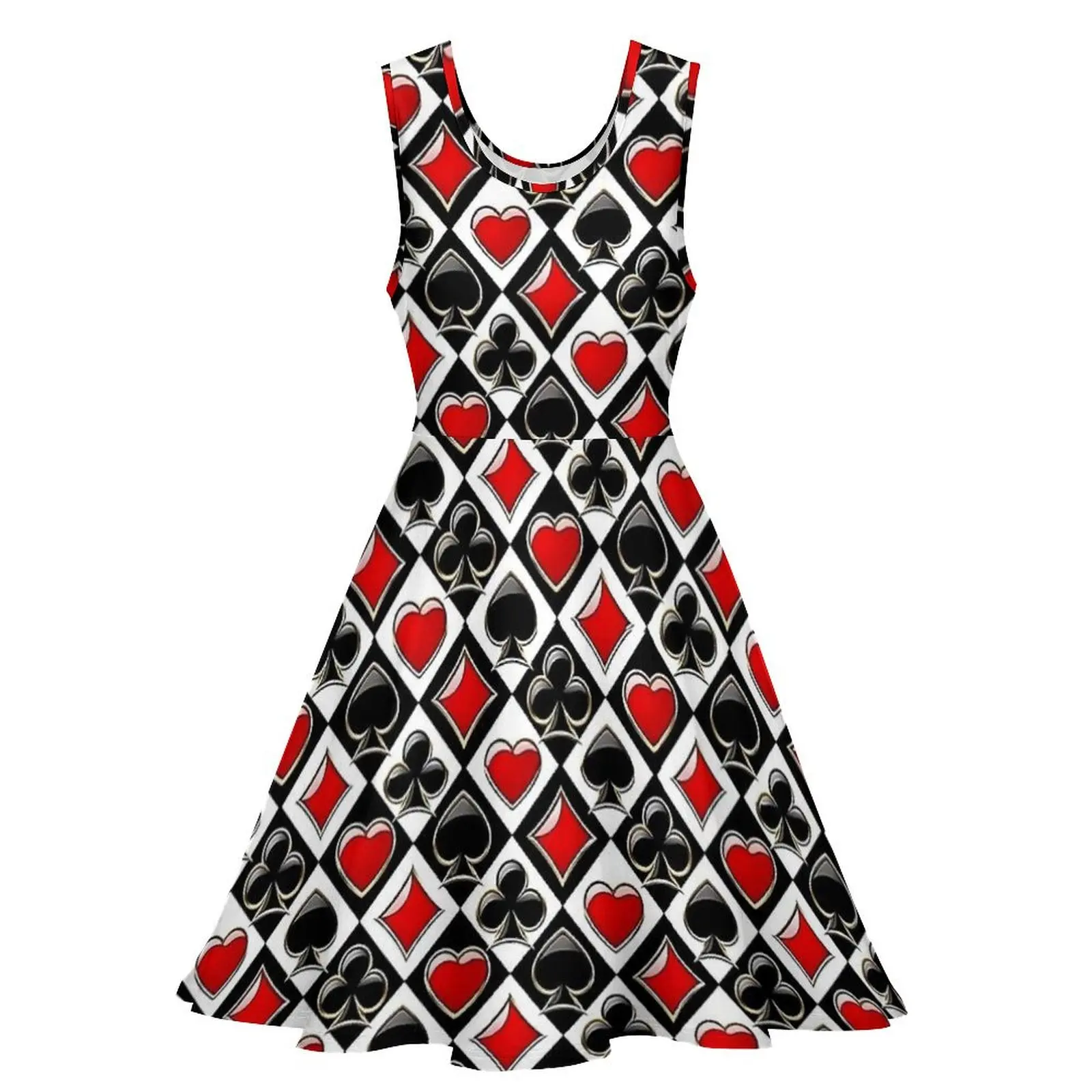 Playing Cards Dress Card Suits Print Boho Dresses High Waist Aesthetic Oversize Skate Dress Female Custom Vestidos