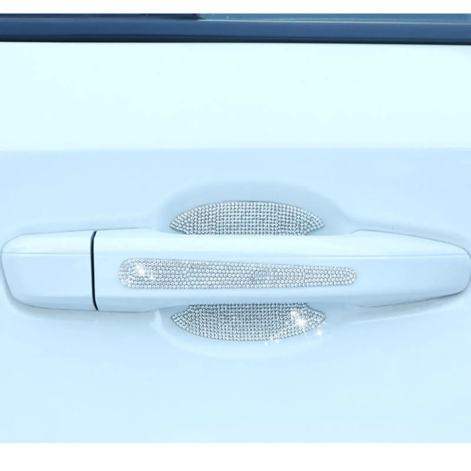 

8PCS Sparkle Car Door Handle Protectors - Crystal Bling Anti-Scratch Stickers, Reflective Safety Decals for Auto Accessories