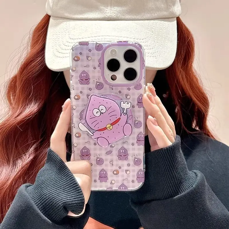 

Милый мультфильм фиолетовый сладкий картофель Magsafe телефон магнитная подставка Griptok для IPhone Samsung забавная складная настольная подставка для ленивого человека