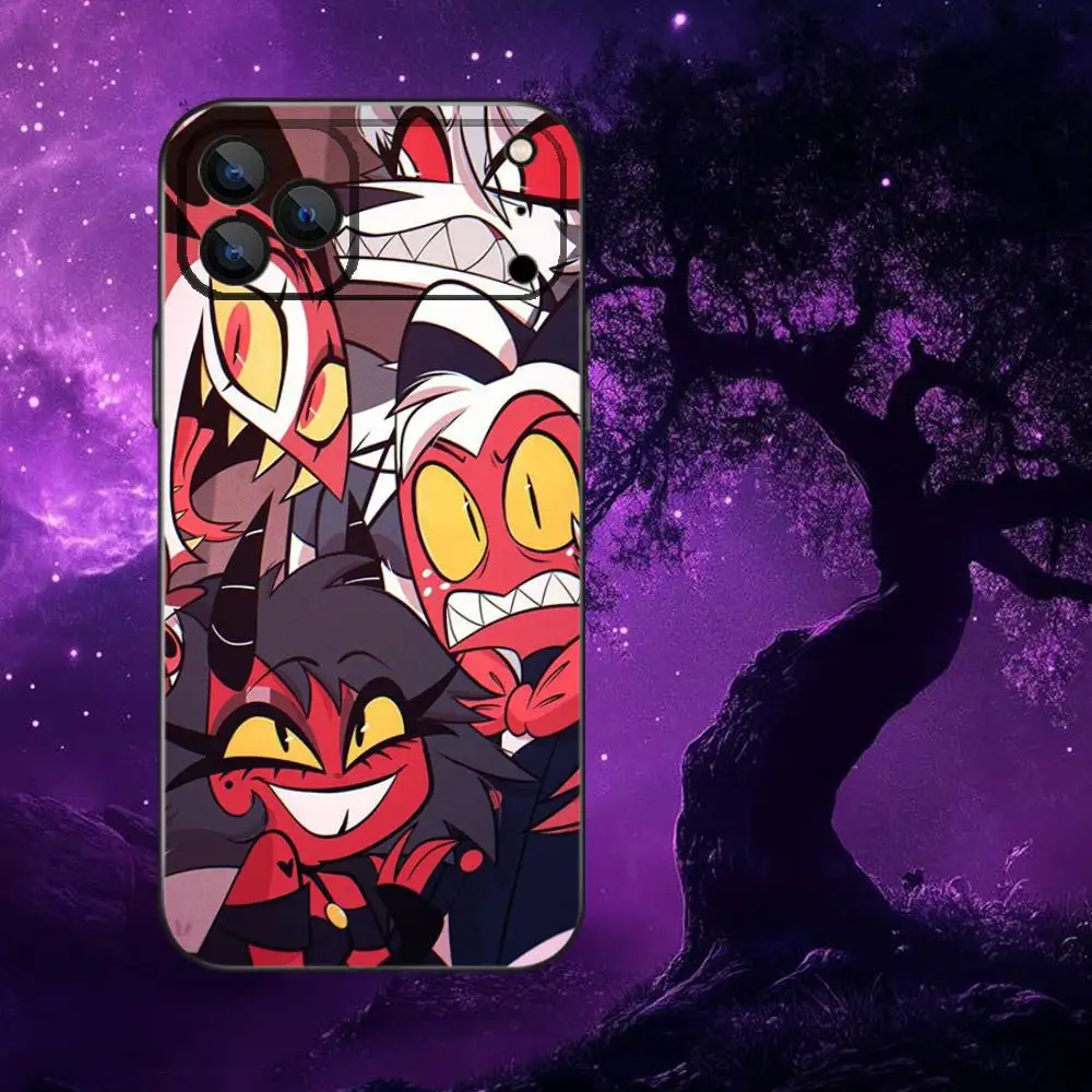 حافظة هاتف أنيمي H-Helluva B-Boss لهواتف iPhone 17,16,15,14,13,12,Pro,Max,Plus,E,SE4,Air,Mini Black Soft Box