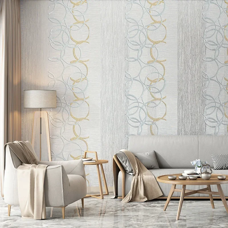 Nordic style 3D circle stripe wallpaper living room bedroom linen wallpaper light luxury 2019 NEW