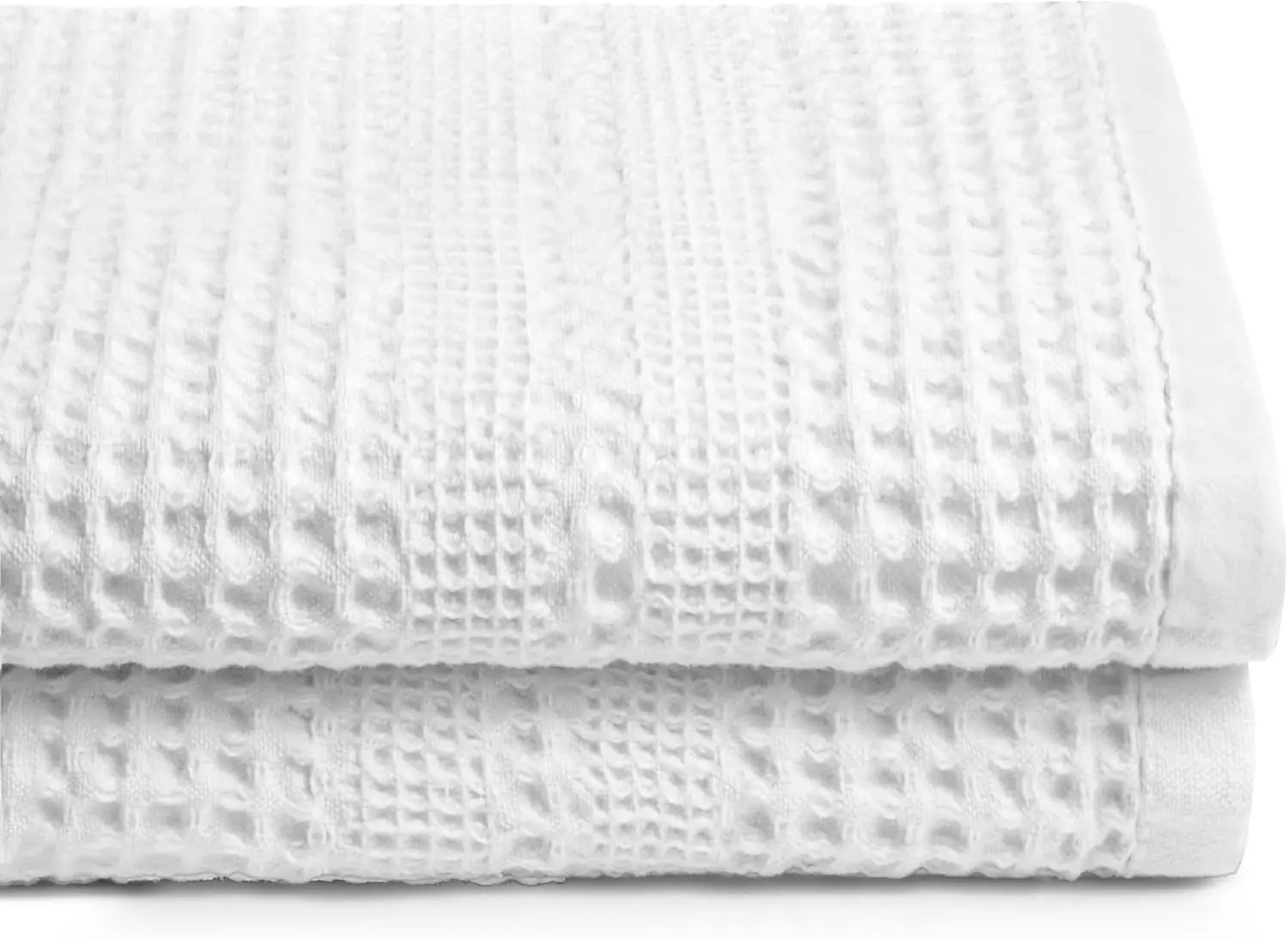 

100% Cotton Quick Dry Waffle Towels Set of 2, Absorbent Lightweight Bath Towels for Travel and Home, Classic White