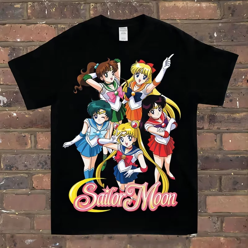 Camiseta de Sailor Moon, Cosplay, Anime, Manga, Verano, Algodón, Hombre, Mujer, Ropa Urbana, Casual, Tendencia, Oversize, Holgada, Manga Corta, Hip Hop