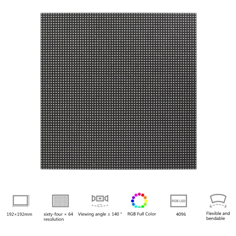 Pas pixels 3 mm, panneau module matriciel LED d'intérieur P-3, polychrome, 64 64 points, 192 192 mm (pleine couleur,