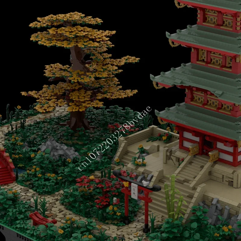 15632PCS Asian diorama with pagoda, bridge and tree Modular City MOC Creative street view Model Building Blocks DIY Assembly Toy