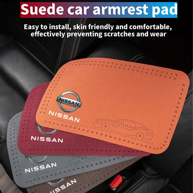 Leather Car Armrest Box Pad Center Console Arm Rest Protector Cover For Nissan Rogue Pathfinder X-Trail GTR Note Qashqai Juke