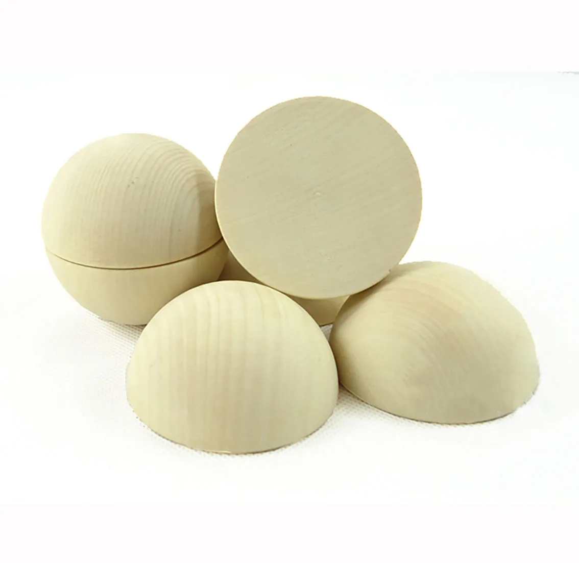 Split Half Wood Balls Bead Ø10mm - 90mm Unfinished Natural Wood Beads Flatback Cabochon For DIY Craft Toy Home Decor